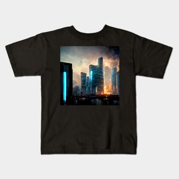 Future Cities Series Kids T-Shirt by VISIONARTIST